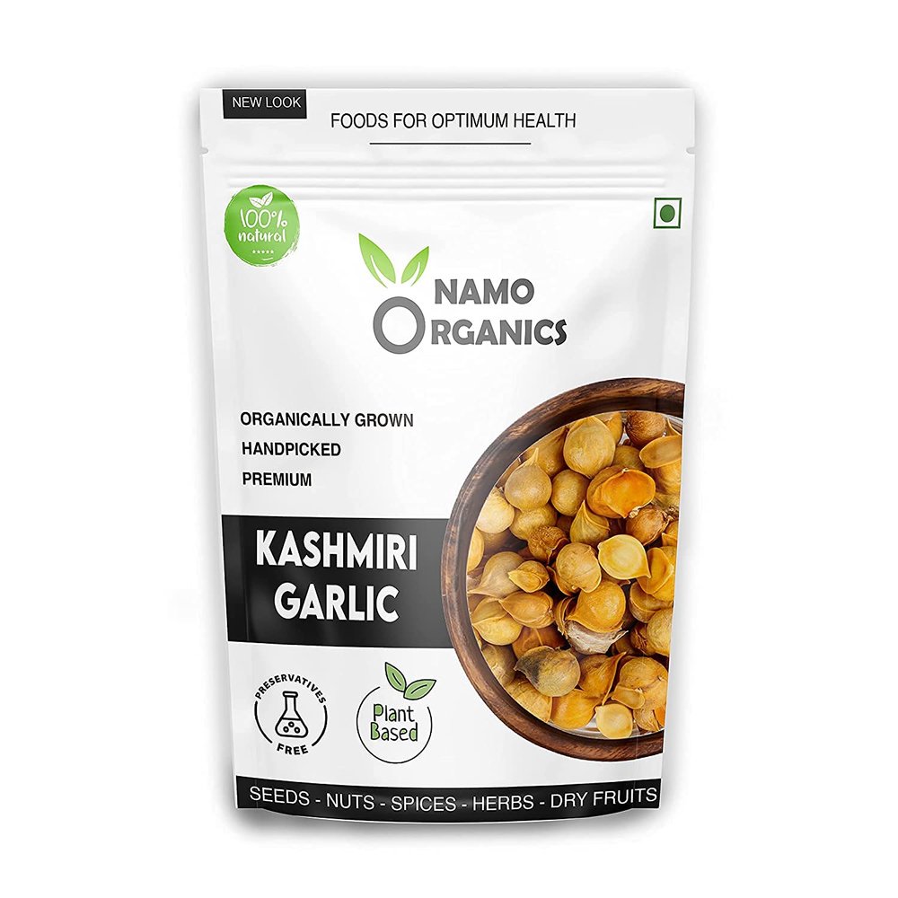 Admart Namo Organics - Kashmiri Garlic Lehsun - 500 Gm - Sourced from Indian Himalayas, Single Clove, Kashmiri Lahsun Ek Pothi, Snow Mountain Garlic