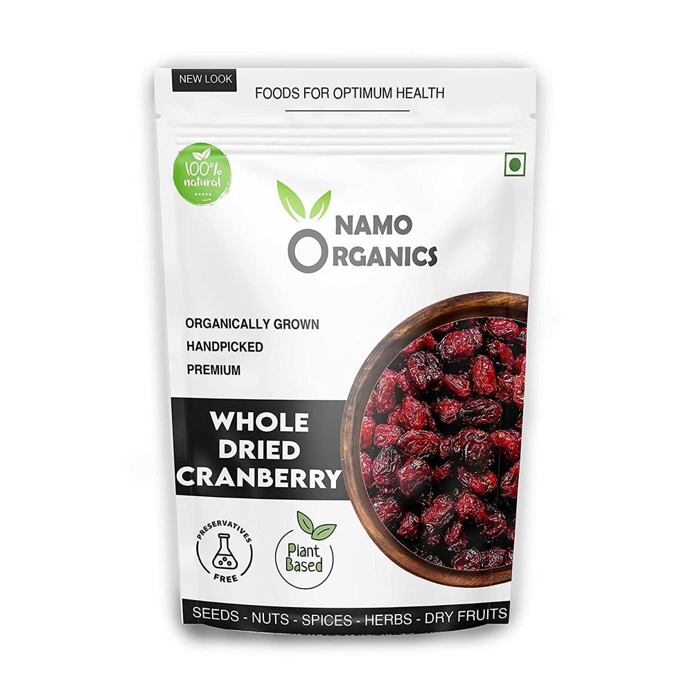 Admart Namo Organics - Dried Whole Cranberry (Bold) - 400 Gm (Pack of 2) - (Gluten Free, Vegan & Non GMO) Organic Cranberries Dry Fruits