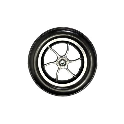 10 inch Caster Assembly, Front Wheel & Solid Tyre, 5-Spoke Aluminum Rim, Wheel Replacement for Wheelchairs (Color : Black, Size : 25cm/10in)