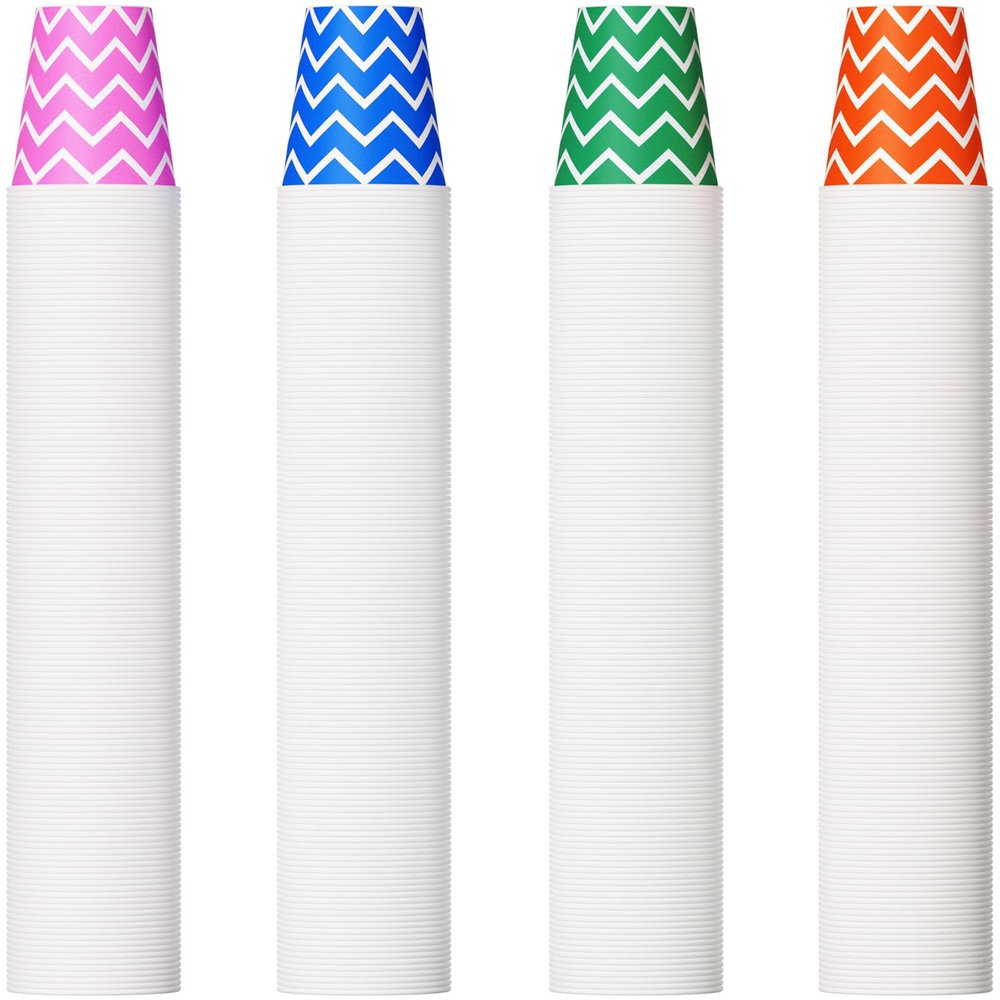 500 Pack 5oz Paper Cups, Multicolor Paper Disposable Cups, Small Mouthwash Cups, Cold Beverage Drinking Cup for Party, Travel and Event (Strip)