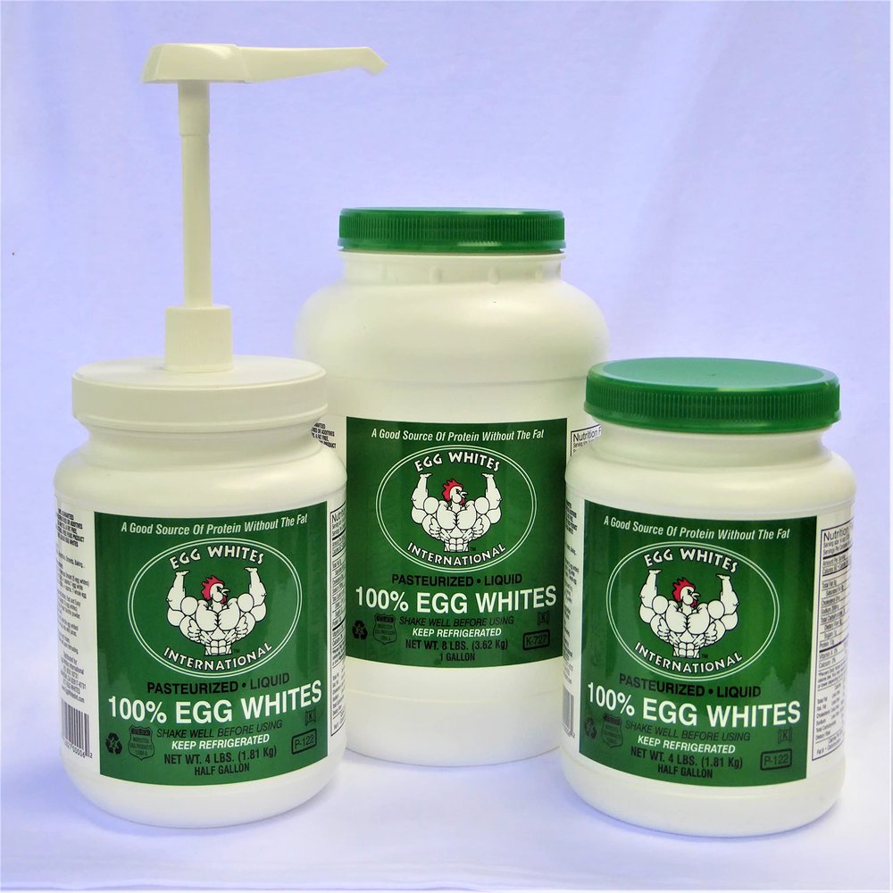 Egg Whites International 100% Pure Liquid Egg White Protein Designed to Drink. NOW 100% CAGE FREE (1 Gallon 2 Half Gallons & Pump)