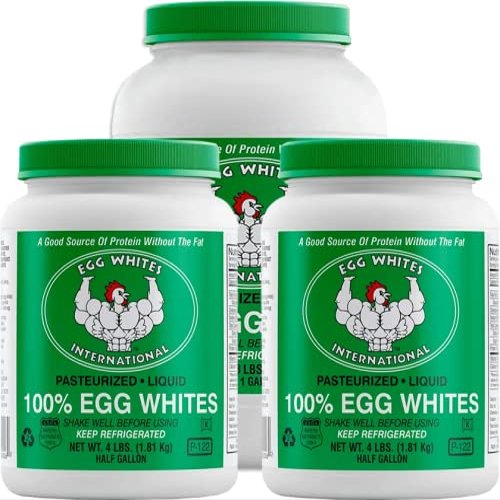 Egg Whites International 100% Pure Liquid Egg White Protein Designed to Drink. Now 100% CAGE Free (1 Gallon 2 Half Gallons)