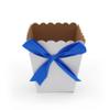 FELANAS 6 Pack White Popcorn Boxes with Ribbon | Great for Movies, Baseball, Night Decorations, Candy Boxes Party Favors | 13.5 x 13.5 x 16.5 CM : 5.5"x 5.5"x6.5" | 6 Popcorn Cups with Dark Blue Ribbon view 3