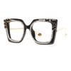 bullabulling Diamonds Cat Eye Blue Light Blocking Glasses Women Oversize Frame Reading Eyewear (Black diamond, 2.0) view 1
