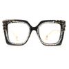 bullabulling Diamonds Cat Eye Blue Light Blocking Glasses Women Oversize Frame Reading Eyewear (Black diamond, 2.0) view 2