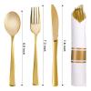 100 Pack Pre Rolled Gold Plastic Silverware Set - Heavy Duty Plastic Cutlery, Pre Wrapped Silverware, Wrapped Disposable Utensils with Napkins for Parties, Dinners & Weddings view 2