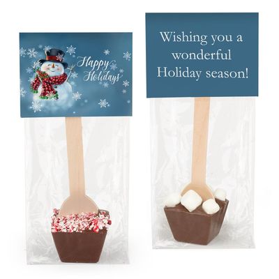 12 Pcs Christmas Hot Chocolate Spoons Gourmet Milk Chocolate Favors with Mini Marshmallows (12 Pack) - Snowman Holiday Party Favors & Gifts