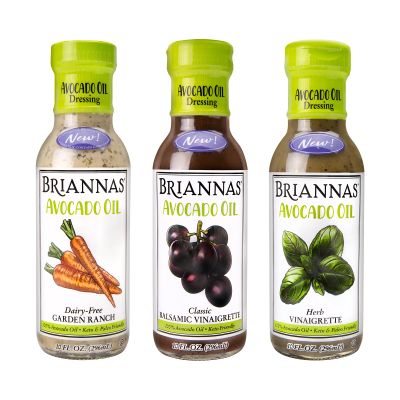 10 fl oz BRIANNAS - Avocado Oil Dressing Variety Pack - Dairy-Free Garden Ranch, Classic Balsamic Vinaigrette, & Herb Vinaigrette - Made with Premium Ingredient - 10 oz. Bottles - 3 Pack
