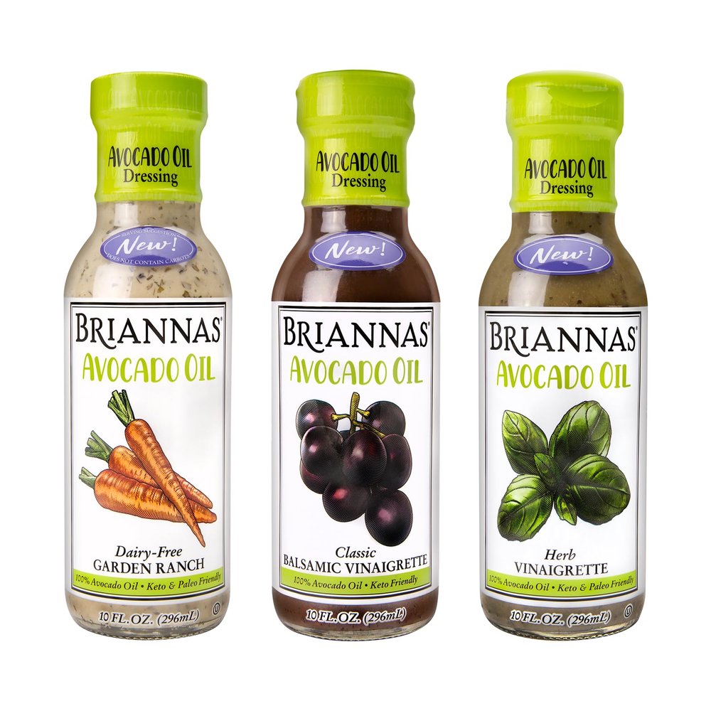 10 fl oz BRIANNAS - Avocado Oil Dressing Variety Pack - Dairy-Free Garden Ranch, Classic Balsamic Vinaigrette, & Herb Vinaigrette - Made with Premium Ingredient - 10 oz. Bottles - 3 Pack