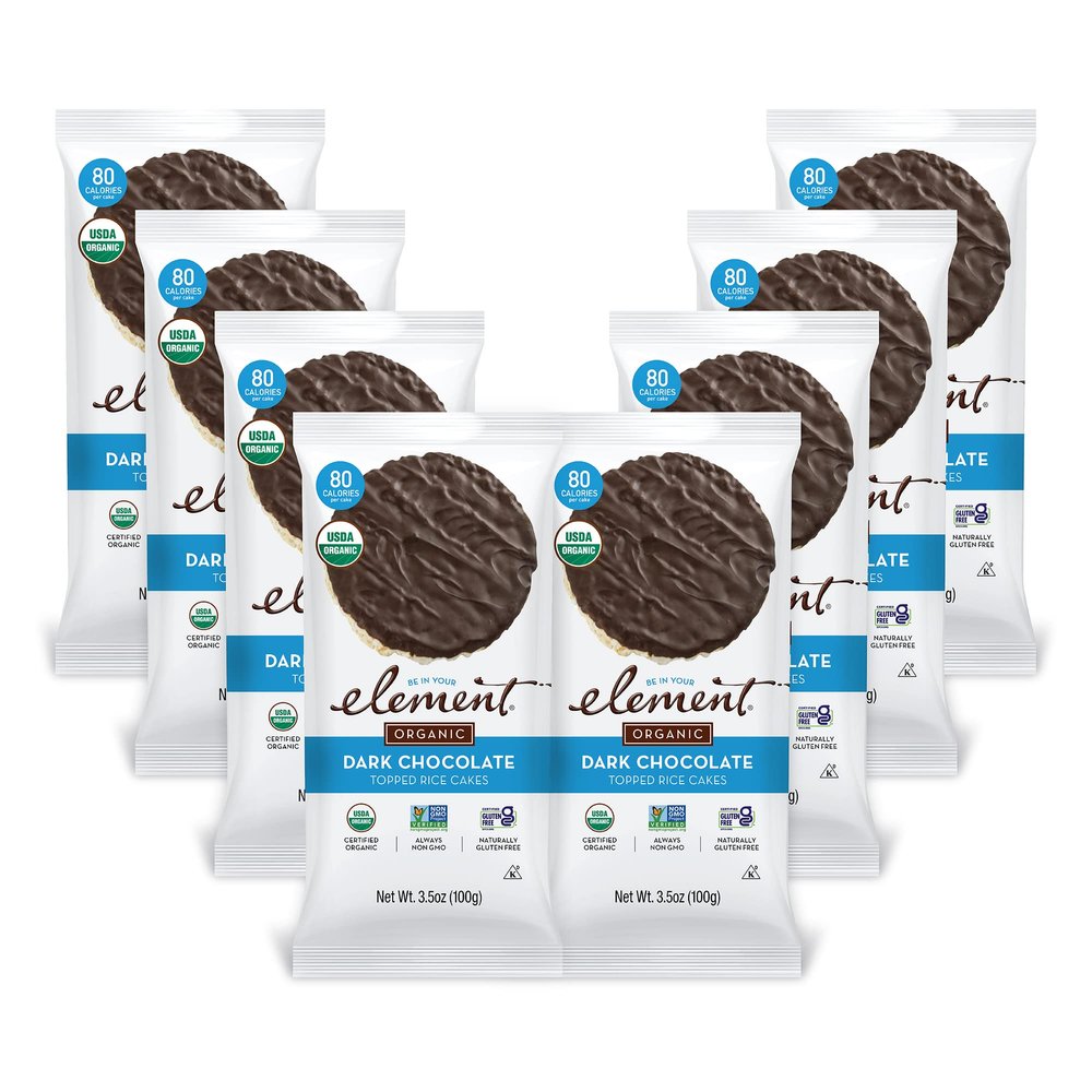 Element Snacks - Dark Chocolate Rice Cakes (Pack of 8), All-Natural Rice, Organic Healthy Snacks for Kids or Adults, Non GMO, Certified Gluten-Free and Kosher
