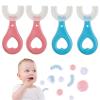4PCS Kids U-Shaped Toothbrush,360 Toothbrush Kids,Food Grade Soft Silicone Brush Head,Oral Teeth Cleaning Design(Blue+Pink, 2-6 Ages) view 1