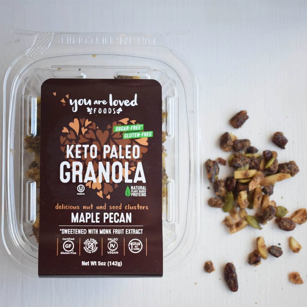 Keto Paleo Granola You Are Loved Foods | Delicious Nut and Seed Clusters | 2G Net Carbs 5G Protein 160 Calorie | Gluten Free Grain Free Paleo Vegan | Maple Pecan 15 oz