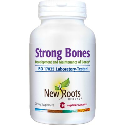 Strong Bone Support Supplement  22-in-1 Calcium, Magnesium & Vitamin D3 + K2 Formula with Glucosamine & Zinc, Enhanced Absorption Skeletal Health Capsules, 180 Veg Caps | NEW ROOTS HERBAL