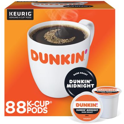 Dunkin' Single-Serve Coffee K-Cup, Dark Roast, Carton of 4 Boxes of 22