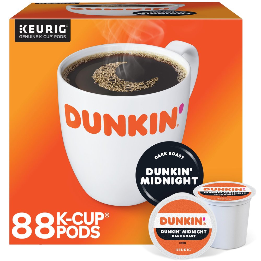 Dunkin' Single-Serve Coffee K-Cup, Dark Roast, Carton of 4 Boxes of 22