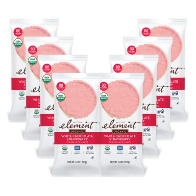 Element Snacks - White Chocolate Strawberry Rice Cakes (Pack of 8), All-Natural Rice, Organic Healthy Snacks for Kids or Adults, Non GMO, Certified Gluten-Free and Kosher