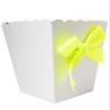 FELANAS 6 Pack White Popcorn Boxes with Ribbon | Great for Movies, Baseball, Night Decorations, Candy Boxes Party Favors | 17 x 17 x 21 CM : 6.8"x 6.8"x 8.5" | 6 Popcorn Cups with Green Ribbon view 1