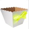 FELANAS 6 Pack White Popcorn Boxes with Ribbon | Great for Movies, Baseball, Night Decorations, Candy Boxes Party Favors | 17 x 17 x 21 CM : 6.8"x 6.8"x 8.5" | 6 Popcorn Cups with Green Ribbon view 2
