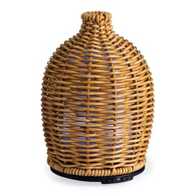 Airome Wicker Medium Rattan Essential Oil Diffuser|100 mL Humidifying Ultrasonic Aromatherapy Diffuser 8 Colorful LED Lights, Intermittent & Continual Mist, Auto Shut-Off