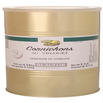 Cornichons in Vinegar 8.8lb Tin by Beaufor Foodservice Size Bulk Can