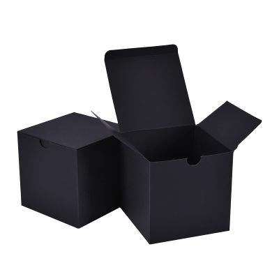 30 Pack Black Gift Boxes 3x3x3 inches, NIGNYA Small Kraft Cardboard Boxes Paper Cube Favor Box Easy Assemble Paper Gift Box with lids for Presents Birthday Christmas Wedding Party