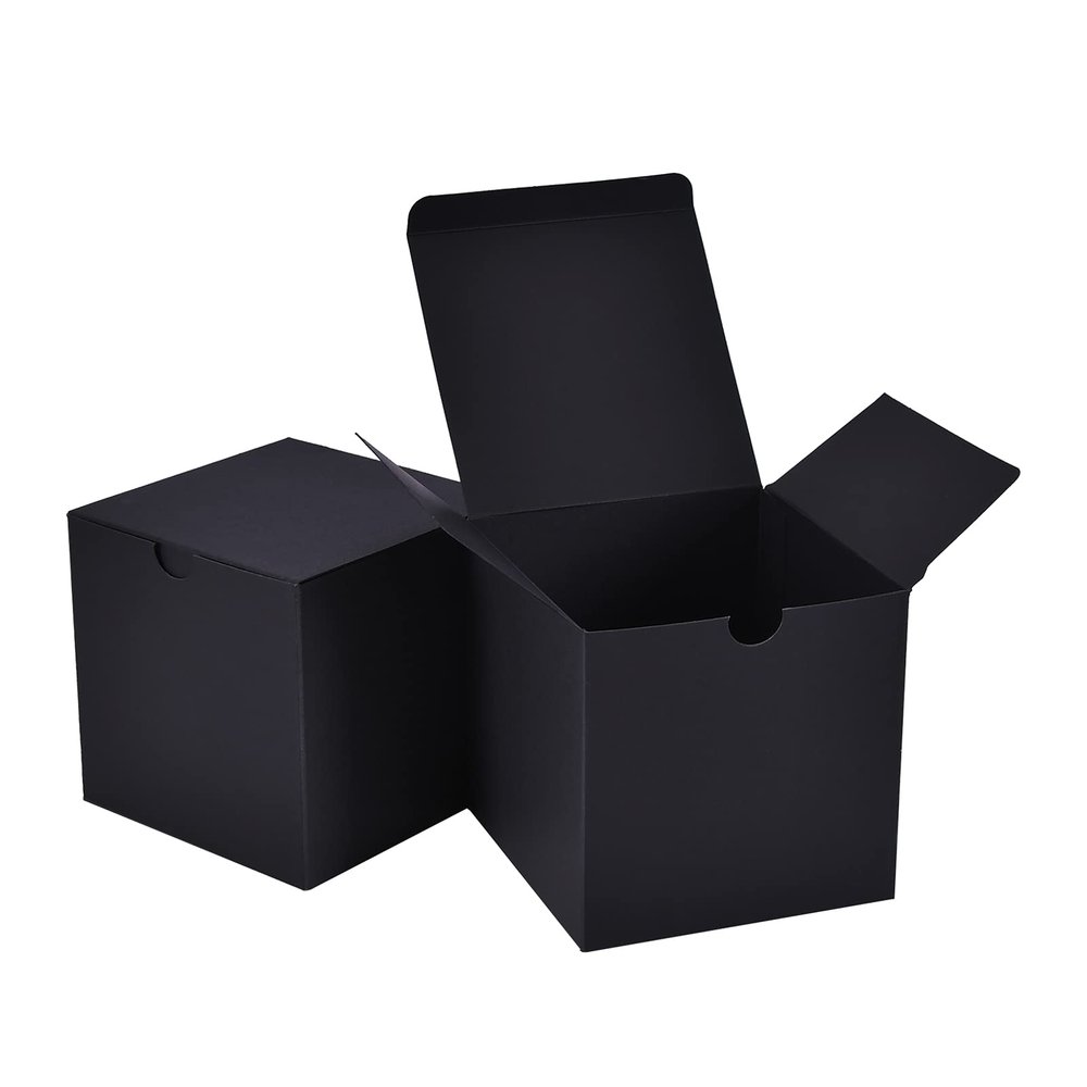 30 Pack Black Gift Boxes 3x3x3 inches, NIGNYA Small Kraft Cardboard Boxes Paper Cube Favor Box Easy Assemble Paper Gift Box with lids for Presents Birthday Christmas Wedding Party