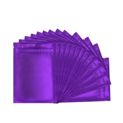 100 Pack Resealable Smell Proof Bags 4 x 6 Inch Mylar Bags Foil Pouch Flat Bag with Front Window Purple