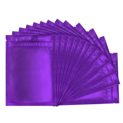 100 Pack Mylar Bags for Food Storage 5.5 x 7.8 Inch Resealable Foil Pouch Bag with Front Window Purple