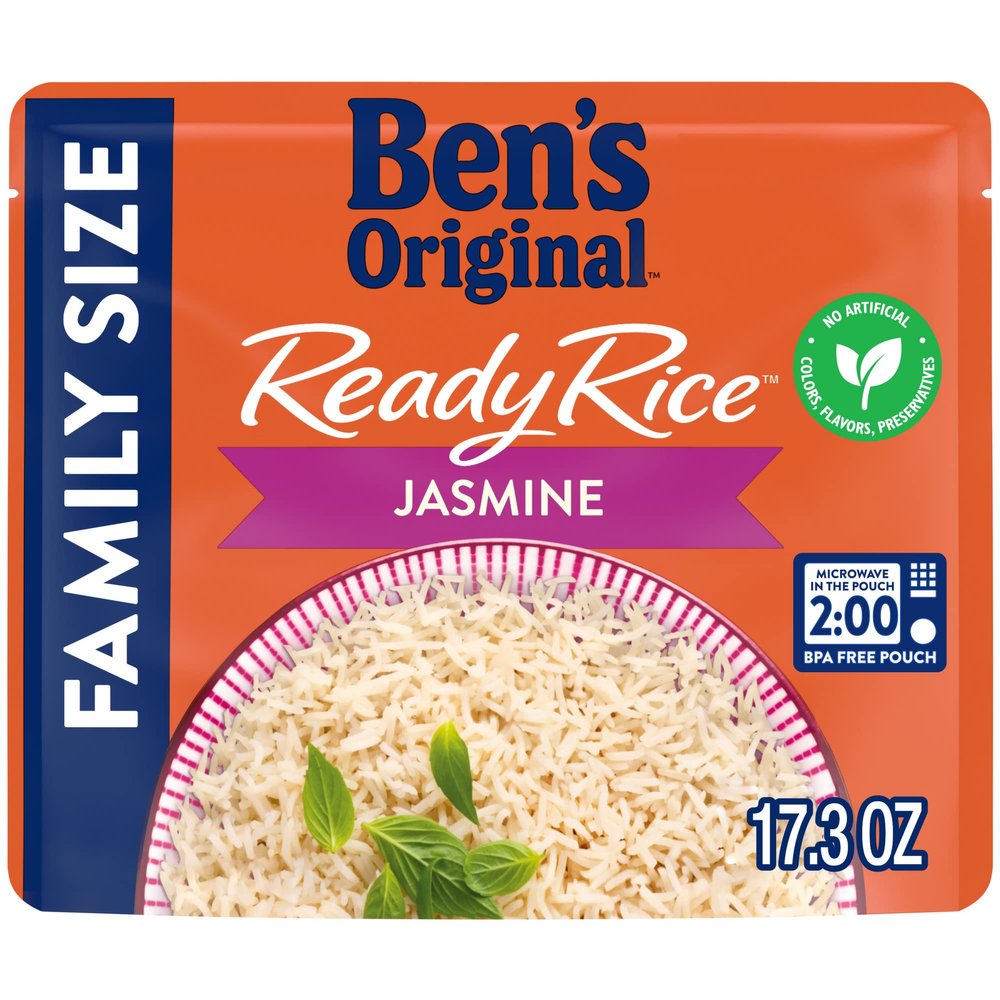 BEN'S ORIGINAL Ready Rice Jasmine Family Size Rice, Easy Dinner Side, 17.3 oz Pouch