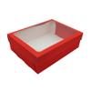 FELANAS Frosty Glossy Gift Boxes with Acetate | Gift Wrap Box for Birthday, Christmas, Graduation Gifts, Flowers, Cake | 33.5 x 25.5 x 11.5 CM : 13.4" x 10" x 4.5" | Frosty Red Glossy view 1