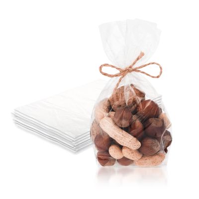 PUREVACY 1000 Pack of Side Gusseted Plastic Bags - 5 x 3.5 x 12 Inch. Clear Gift Bags for Favors, Baked Gifts