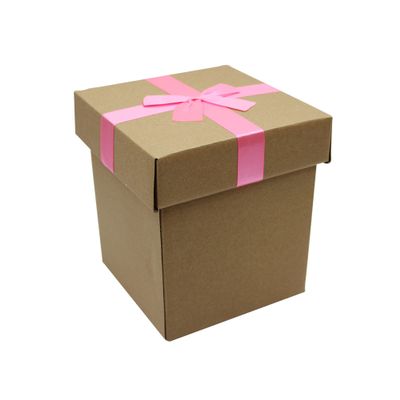FELANAS 6 Pack Cardboard Gift Boxes Large Gift Boxes with Ribbon | Wrapping Clothing Boxes for Gifts, Mailing, Clothes, Robe | 16 x 17 x 19 CM : 6.5" x 6.5" x 7.5" | Light Pink Ribbon