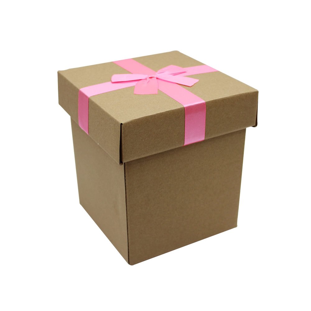 FELANAS 6 Pack Cardboard Gift Boxes Large Gift Boxes with Ribbon | Wrapping Clothing Boxes for Gifts, Mailing, Clothes, Robe | 16 x 17 x 19 CM : 6.5" x 6.5" x 7.5" | Light Pink Ribbon