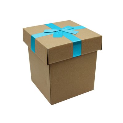 FELANAS 6 Pack Cardboard Gift Boxes Large Gift Boxes with Ribbon | Wrapping Clothing Boxes for Gifts, Mailing, Clothes, Robe | 16 x 17 x 19 CM : 6.5" x 6.5" x 7.5" | Light Blue Ribbon