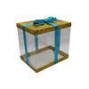 FELANAS 6 Pack Acetate Gift Boxes Iridescent Top with Ribbon | Wrapping Clothing Boxes for Gifts, Mailing, Clothes | 27 x 20 x 25.5 CM : 10.8" x 8" x 10" | Gift Cardboard Boxes (Golden/Light Blue Ribbon) view 1