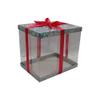 FELANAS 6 Pack Acetate Gift Boxes Iridescent Top with Ribbon | Wrapping Clothing Boxes for Gifts, Mailing, Clothes | 27 x 20 x 25.5 CM : 10.8" x 8" x 10" | Gift Cardboard Boxes (Silver/Pink Ribbon) view 1