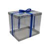 FELANAS 6 Pack Acetate Gift Boxes Iridescent Top with Ribbon | Wrapping Clothing Boxes for Gifts, Mailing, Clothes | 27 x 20 x 25.5 CM : 10.8" x 8" x 10" | Gift Cardboard Boxes (Silver/Dark Blue Ribbon) view 1