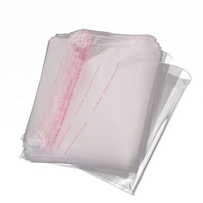 100 Pcs Clear Cellophane Plastic Bags, 20x30+4cm / 24x35+4cm / 30x40+4cm T-Shirt Clear Garment Cellophane Bags for Packaging Clothing, Shirts, Decorative Wrappers, Party Favors, Artwork and More