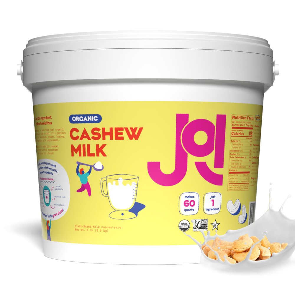 Unsweetened Organic Cashew Milk Concentrate by JOI - Vegan, Kosher, Shelf-Stable, Keto-Friendly, and Gluten-Free - Use for Coffee Creamer, Add to Smoothies and Tea or Make Your Own Cashew Milk (Cashew, 60 Quarts Organic)
