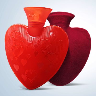 500ml Heart-Shaped Hot Water Bottle with Soft Cover - Hot Water Bag for Pain Relief, Cramps, Back, Neck, Feet, Menstrual Cramps - Premium Cute Cover - Great Gift for Women