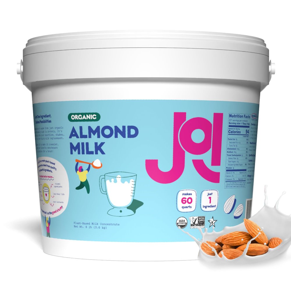 Organic Almond Milk Concentrate by JOI - 228 Servings - Vegan, Kosher, Shelf-Stable, Keto-Friendly, and Gluten-Free - Use for Coffee Creamer, Add to Smoothies and Tea or Make Your Own Almond Milk