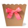 FELANAS 6 Pack Brown Popcorn Boxes with Pink Ribbon | Great for Movies, Baseball, Night Decorations, Candy Boxes Party Favors | 17 x 17 x 21 CM : 6.8"x 6.8"x 8.5" | 6 Popcorn Cups with Ribbon view 1