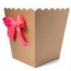FELANAS 6 Pack Brown Popcorn Boxes with Pink Ribbon | Great for Movies, Baseball, Night Decorations, Candy Boxes Party Favors | 17 x 17 x 21 CM : 6.8"x 6.8"x 8.5" | 6 Popcorn Cups with Ribbon view 2