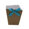 FELANAS 6 Pack Brown Popcorn Boxes with Light Blue Ribbon | Great for Movies, Baseball, Night Decorations, Candy Boxes Party Favors | 17 x 17 x 21 CM : 6.8"x 6.8"x 8.5" | 6 Popcorn Cups with Ribbon view 1