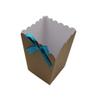 FELANAS 6 Pack Brown Popcorn Boxes with Light Blue Ribbon | Great for Movies, Baseball, Night Decorations, Candy Boxes Party Favors | 17 x 17 x 21 CM : 6.8"x 6.8"x 8.5" | 6 Popcorn Cups with Ribbon view 2
