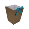 FELANAS 6 Pack Brown Popcorn Boxes with Light Blue Ribbon | Great for Movies, Baseball, Night Decorations, Candy Boxes Party Favors | 17 x 17 x 21 CM : 6.8"x 6.8"x 8.5" | 6 Popcorn Cups with Ribbon view 3