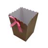 FELANAS 6 Pack Brown Popcorn Boxes with Light Pink Ribbon | Great for Movies, Baseball, Night Decorations, Candy Boxes Party Favors | 17 x 17 x 21 CM : 6.8"x 6.8"x 8.5" | 6 Popcorn Cups with Ribbon view 2