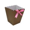 FELANAS 6 Pack Brown Popcorn Boxes with Light Pink Ribbon | Great for Movies, Baseball, Night Decorations, Candy Boxes Party Favors | 17 x 17 x 21 CM : 6.8"x 6.8"x 8.5" | 6 Popcorn Cups with Ribbon view 3