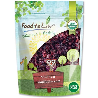 Food to Live - Organic Delightful Berries Mix, 1 Pound - A Blend of Non-GMO Dried Cherries & Cranberries. Gently Infused with Sugar. Lightly Coated with Organic Sunflower Oil