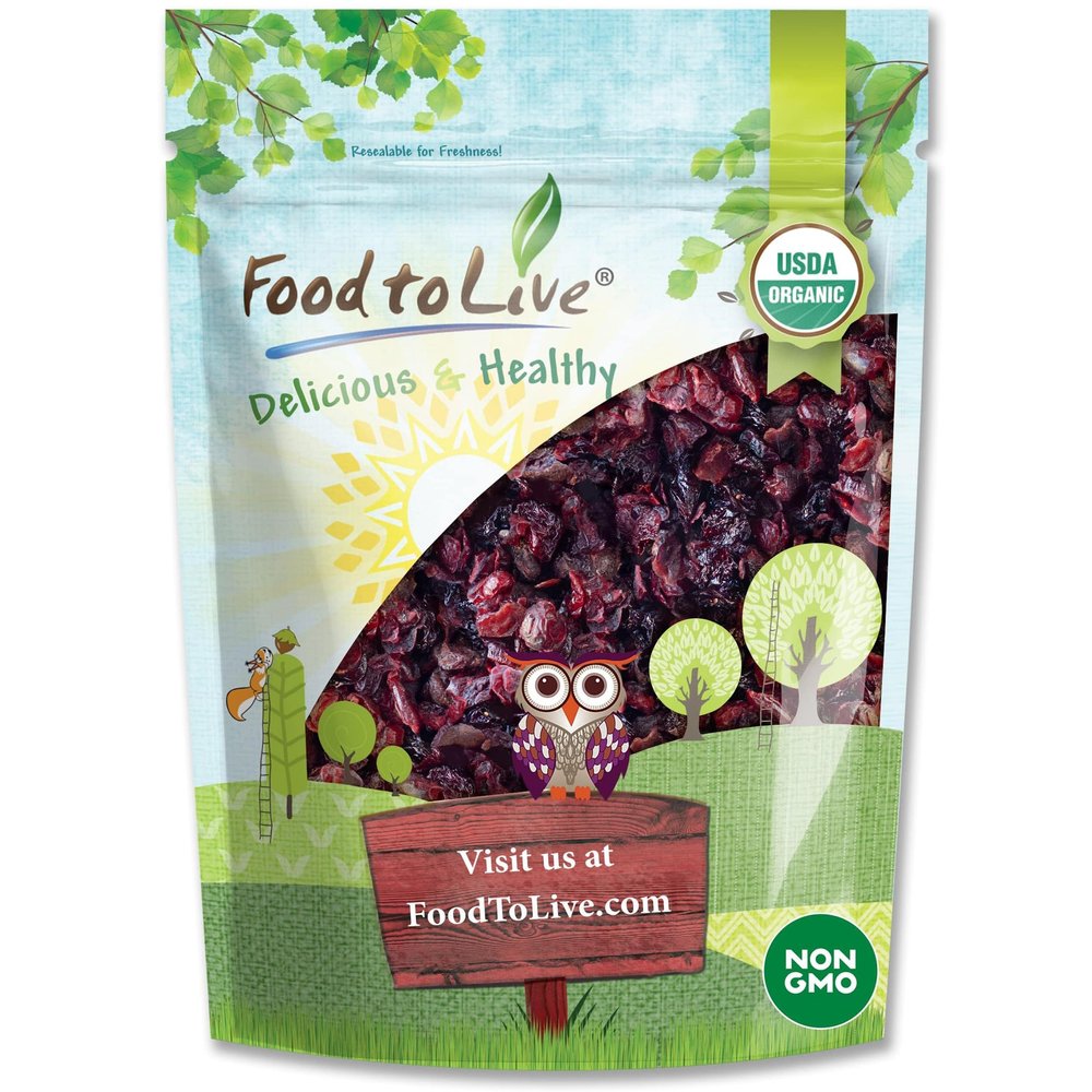 Food to Live - Organic Delightful Berries Mix, 1 Pound - A Blend of Non-GMO Dried Cherries & Cranberries. Gently Infused with Sugar. Lightly Coated with Organic Sunflower Oil